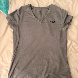FILA Women's Gray V-Neck Athletic Top